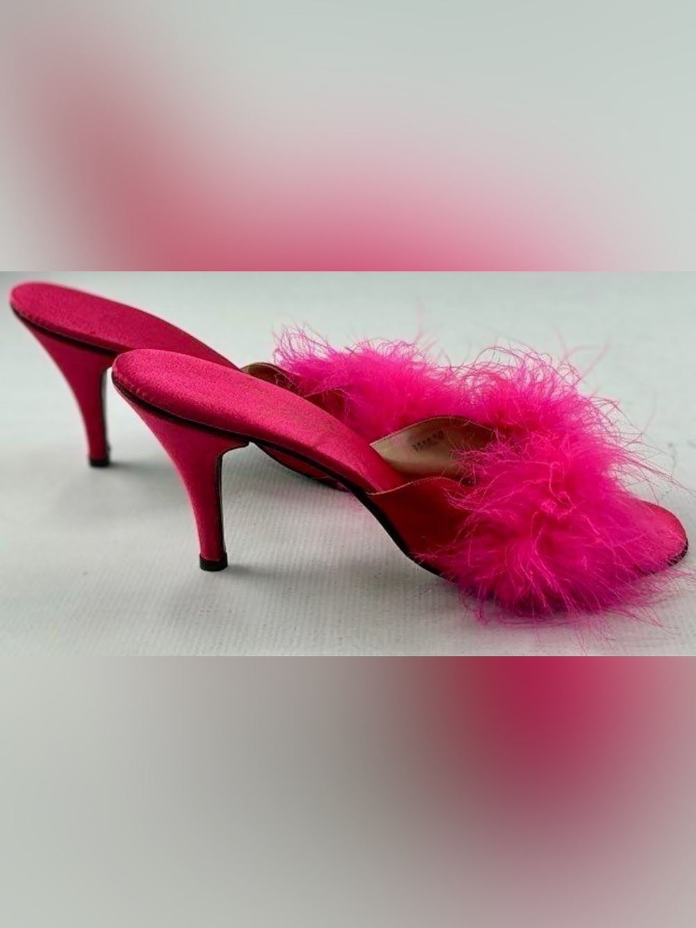 Agent Provocateur Vintage Fuchsia Satin Marabou Feather Mule Kitten Heels Est 8